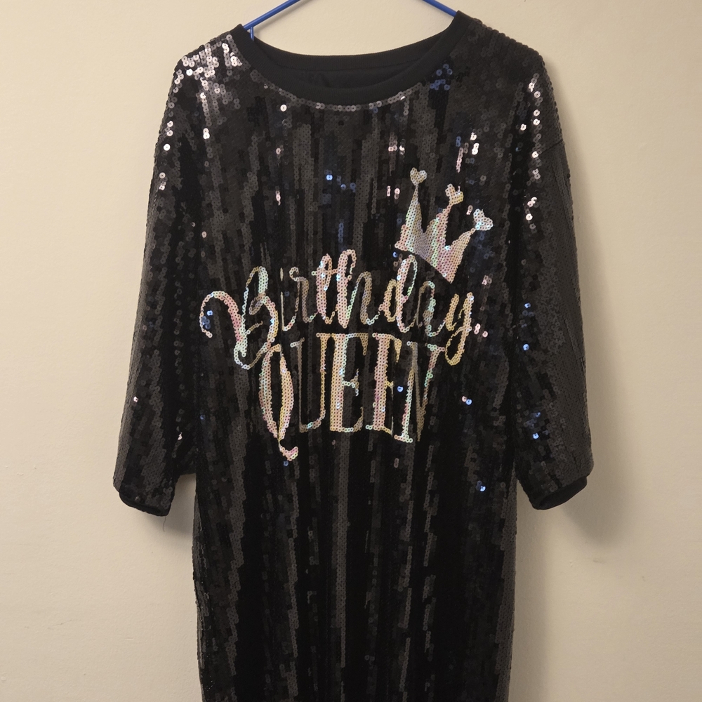 Sequin Black Birthday Queen Top-Because You DESERVE it!